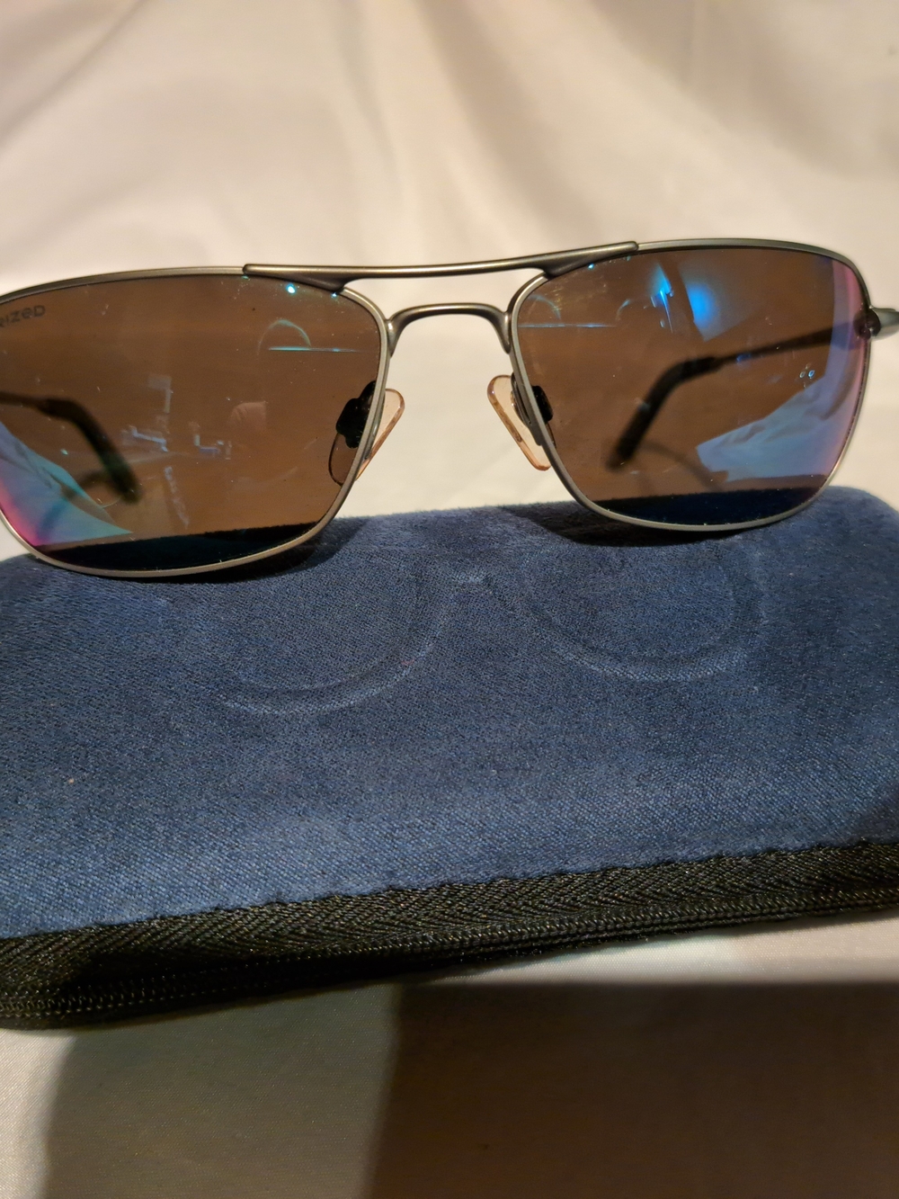 Aviator-Style Metal Sunglasses with Brown Mirrored Lenses  Revo